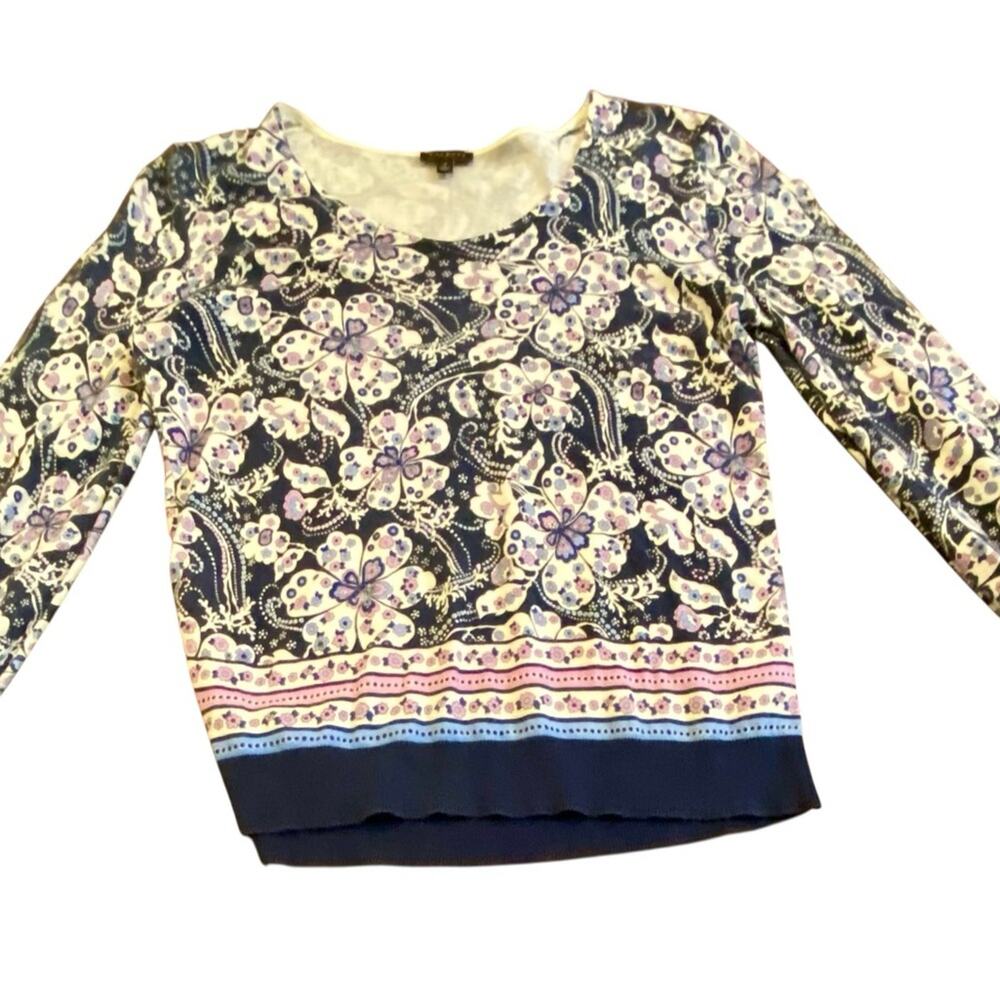 Talbots Multicolor Floral Long Sleeve Top